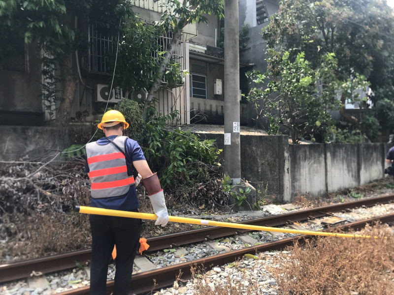 因民眾鋸樹倒塌壓到電車線，台鐵新豐=新竹路段10列車受影響延誤。   圖：台鐵／提供