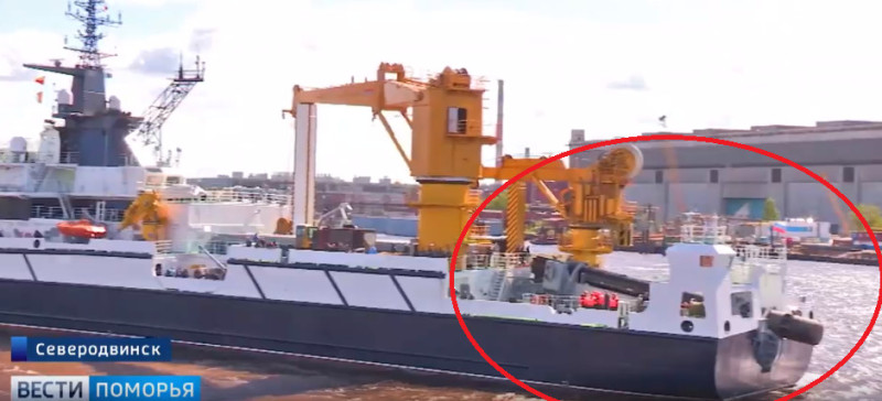 俄羅斯「Akademik Aleksandrov」特殊用途艦，艦尾處特殊斜角疑是為「海神」特殊設計的彈藥補給艦。   圖：翻攝Вести