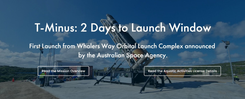 澳洲太空企業「南方發射」官網宣布，9月9日啟動「飛鼠一號」火箭發射準備。   圖：翻攝southernlaunch.space