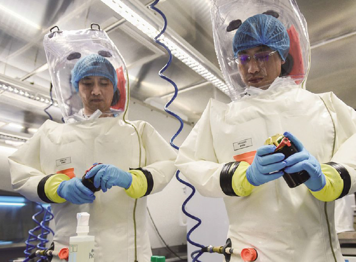 武漢P4研究所正在進行病毒實驗。(示意圖)   圖：翻攝自中國武漢病毒研究所