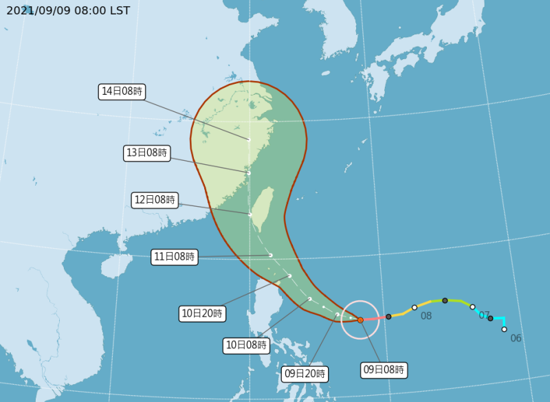 璨樹颱風最新預測路徑。   圖：中央氣象局／提供