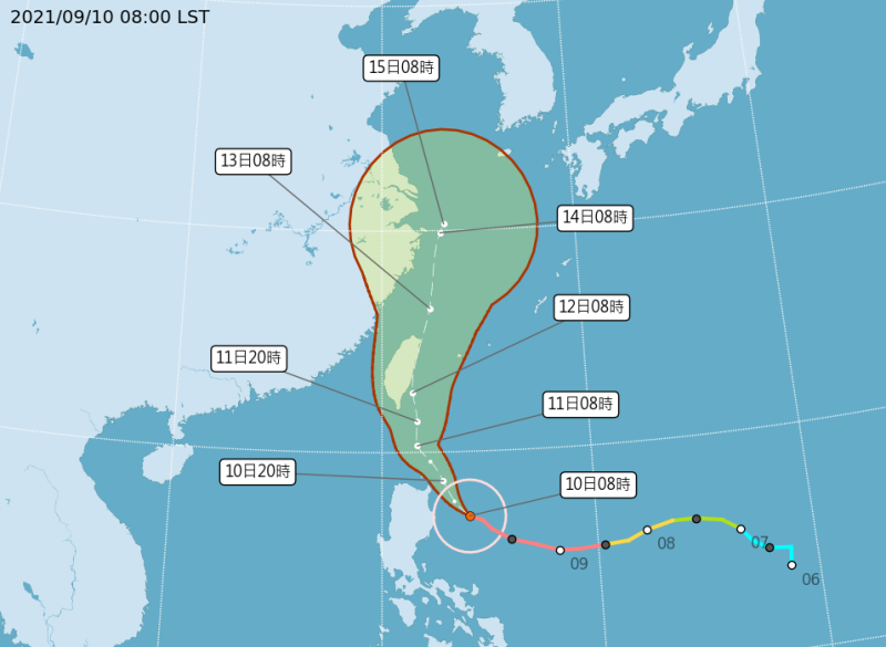 強颱璨樹的颱風潛勢預測。   圖：取自中央氣象局網站