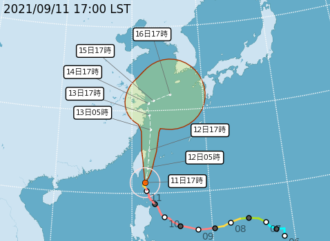 中度颱風「璨樹」今明兩天影響最劇烈。   圖：取自中央氣象局網站