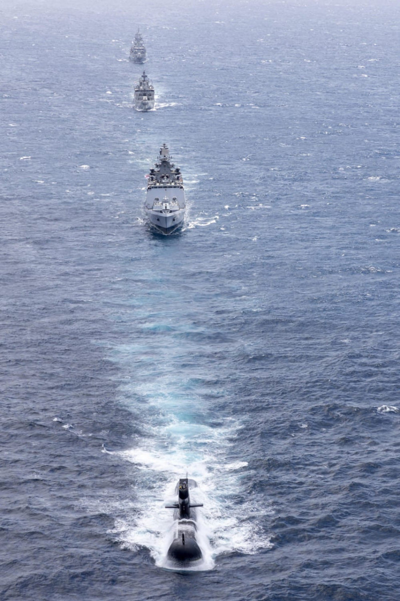 美日印澳四國海軍今年8月份曾舉行「馬拉巴爾」(MALABAR 2021)年度海上聯合軍演。   圖：翻攝Indian Navy臉書
