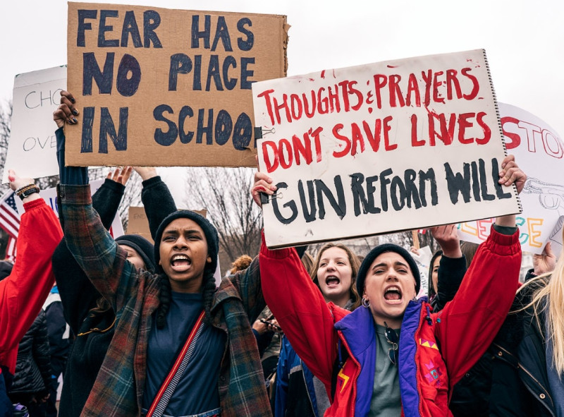 美國學生們曾於2018年2月19日在白宮抗議槍枝暴力。   圖：擷取自維基百科
