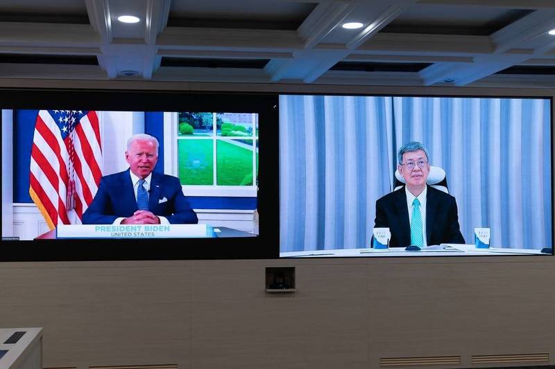 副總統陳建仁以預錄影片方式出席拜登總統主持的「全球新冠肺炎高峰會」。   圖：外交部提供