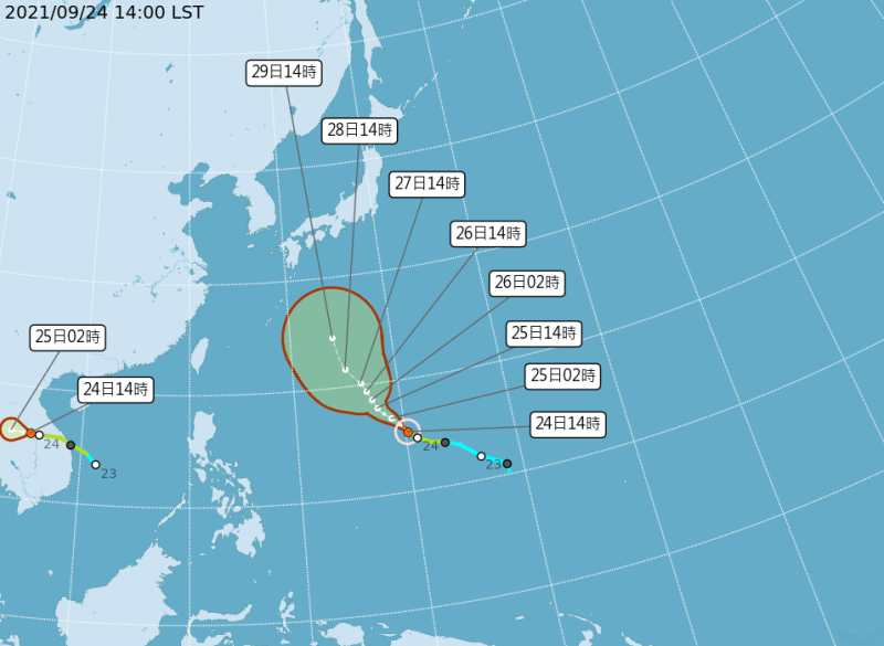 氣象局表示，蒲公英颱風直接影響台灣機率不大，不過可能為部分沿海地區帶來長浪。   圖：中央氣象局/提供
