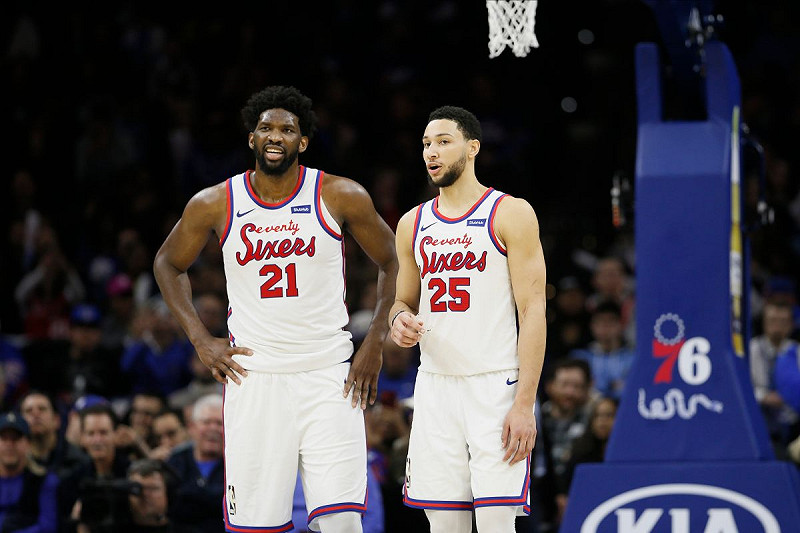 Joel Embiid（左）、Ben simmons（右）極有可能分道揚鑣。   圖：美聯社／達志影像／提供