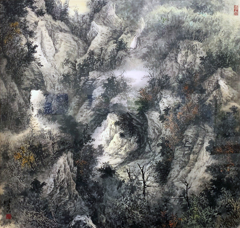圖為《山形步步移》，同時也是此次藝術家林昆山「看山」個展的核心理念。   圖：新北市文化局提供