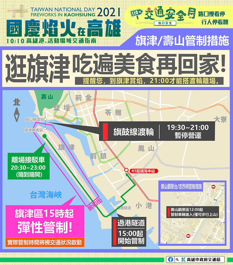 到旗津觀焰應注意事項。 圖:高雄市政府提供