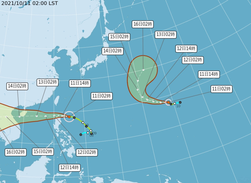 「圓規」颱風今、明兩天影響台灣最明顯。   圖/中央氣象局 