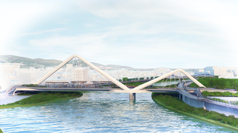 三峽長福橋改建模擬圖(正面)。   圖：新北市水利局提供
