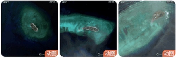哨兵衛星影像顯示，2021下半年以來，越南在所佔領的南沙群島上，開始了新一輪的擴建工程，其中包括敦謙沙洲、鴻麻島、畢生礁等。   圖 : 翻攝自南海戰略感知