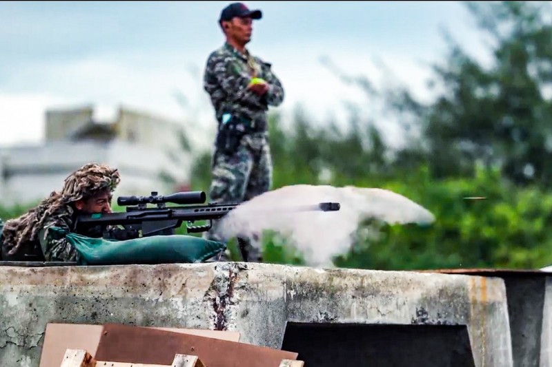 陸戰隊遠距狙擊訓練，使用M82A1特殊用途狙擊步槍。   圖：翻攝中華民國海軍臉書(資料照片)