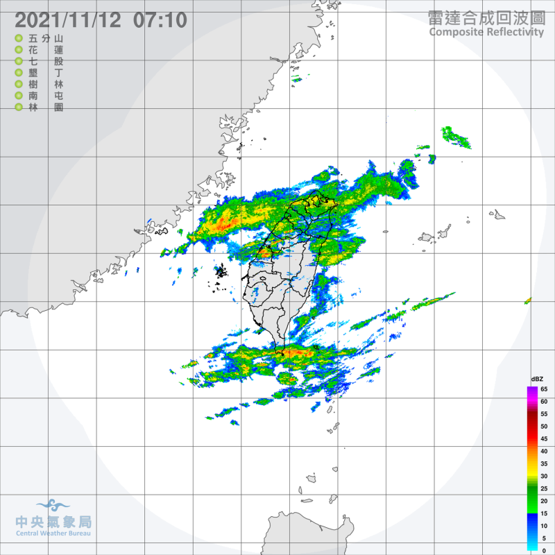 今天台灣上空雲量增多，北部與東部、中部山區有降雨機率。   圖：中央氣象局/提供
