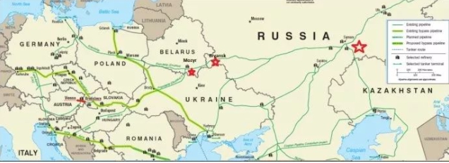 友誼管道原油從俄羅斯經白俄羅斯輸往歐洲多國，包括德國、波蘭、烏克蘭、捷克、斯洛伐克和匈牙利。   圖 : 翻攝自搜狐