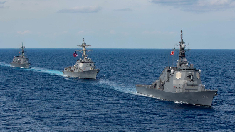 參與「ANNUALEX 2021」海上聯合軍演水面艦船。   圖：翻攝 U.S. Pacific Fleet推特