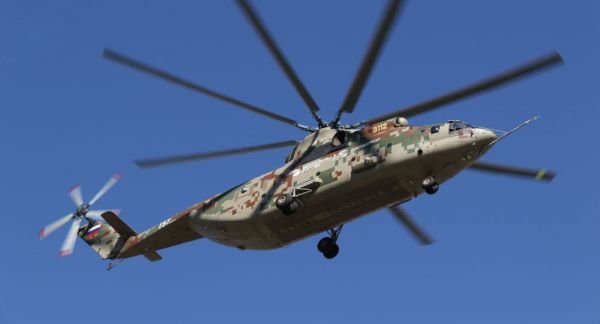 俄羅斯「米-26T2V」改進型直升機試飛。   圖：翻攝俄羅斯國防部官網