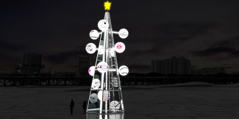 河樂廣場聖誕樹-光之希望。   圖：台南市政府／提供