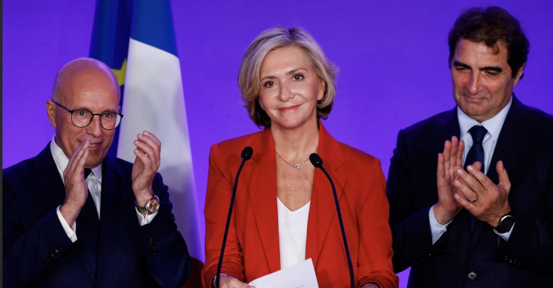 法國右派大黨共和黨、現任巴黎大區議會主席瓦萊麗·佩克雷斯（Valérie Pécresse）在黨內總統初選中勝出   圖：達志影像 /  路透社