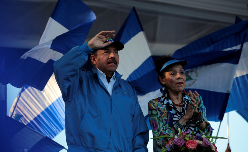 尼加拉瓜總統奧蒂嘉（左）。   圖：達志影像/路透社