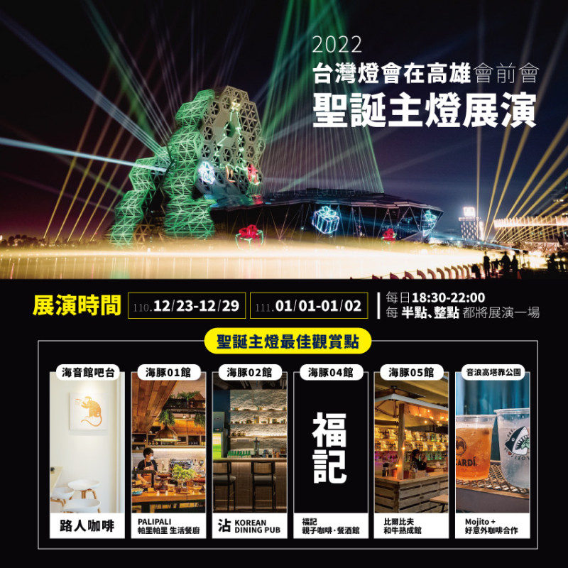 2022台灣燈會在高雄會前會聖誕主燈展演活動圖卡。   圖：高雄市文化局提供