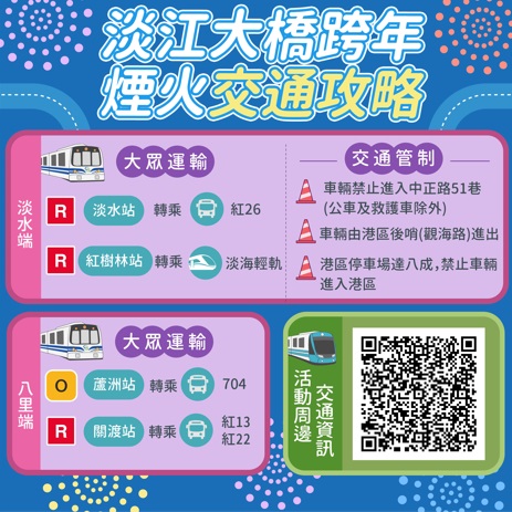 淡江大橋跨年煙火交通攻略。   圖：新北市交通局提供