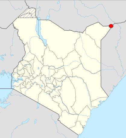 索馬利亞「青年黨」好戰份子傳在肯亞東部的曼德拉（紅點處）企圖殺害基督徒，但同車穆斯林誓死保護。   圖：翻攝維基網站