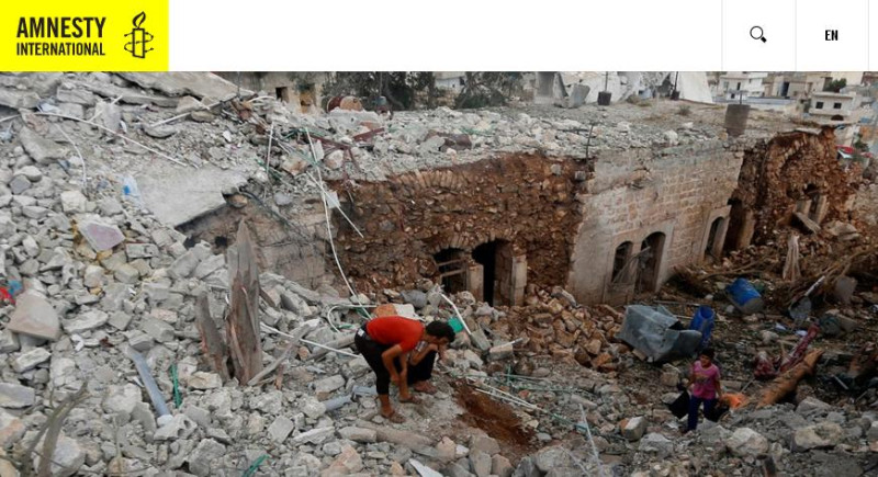 國際特赦組織公布報告，指俄羅斯轟炸敍利亞的住宅區，造成平民無辜傷亡。   圖：翻攝國際特赦組織官網