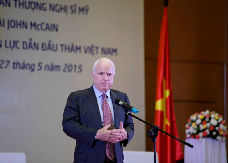 美國參議院軍事委員會主席麥凱恩批評歐巴馬，未能處理南海複雜的局勢。   圖：翻攝麥凱恩臉書