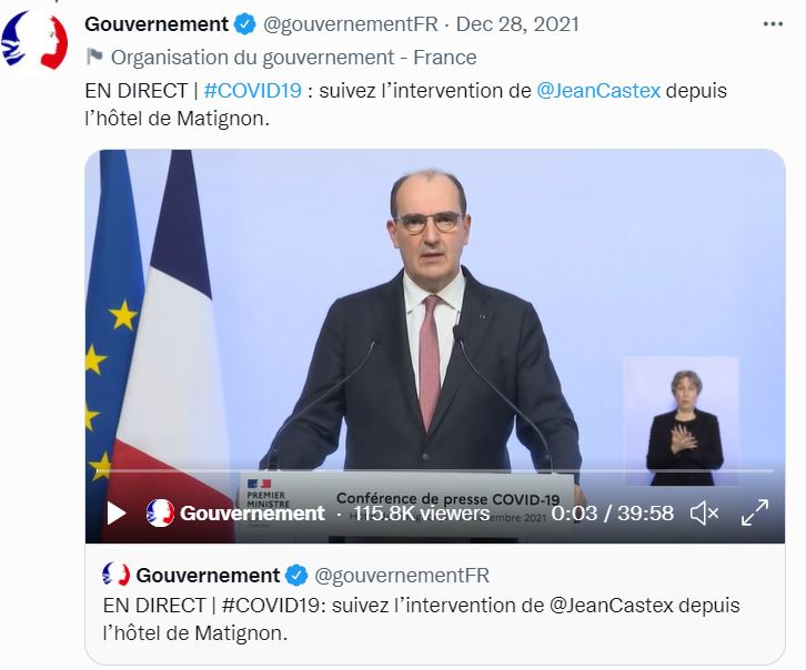 法國疫情升溫，近日頻頻與民眾宣導疫情相關事項，今日增加一則禁令。   圖：翻攝自法國政府推特