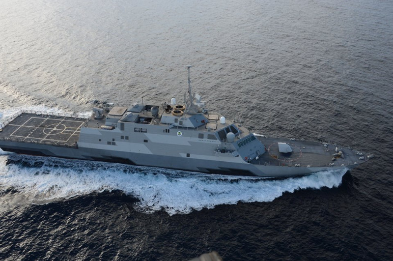 美國與菲律賓加強海上安全合作，聯合軍事演習中出動沃德堡號濱海戰鬥艦。   圖：翻攝USS Fort Worth臉書