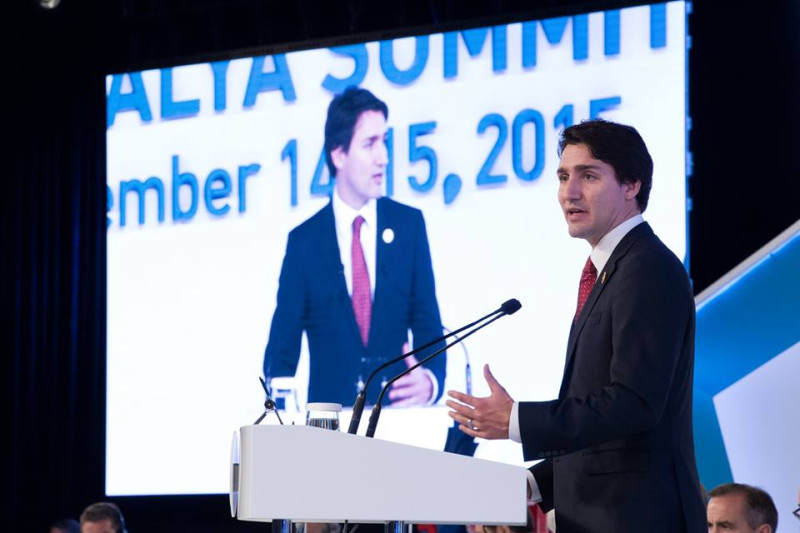 加拿大總理杜魯道(Justin Trudeau)呼籲影星李奧納多狄卡皮歐(Leonardo DiCaprio)節制一下他在氣候變遷上「煽動性的言論」。圖為資料照片。   圖：翻攝杜魯道臉書