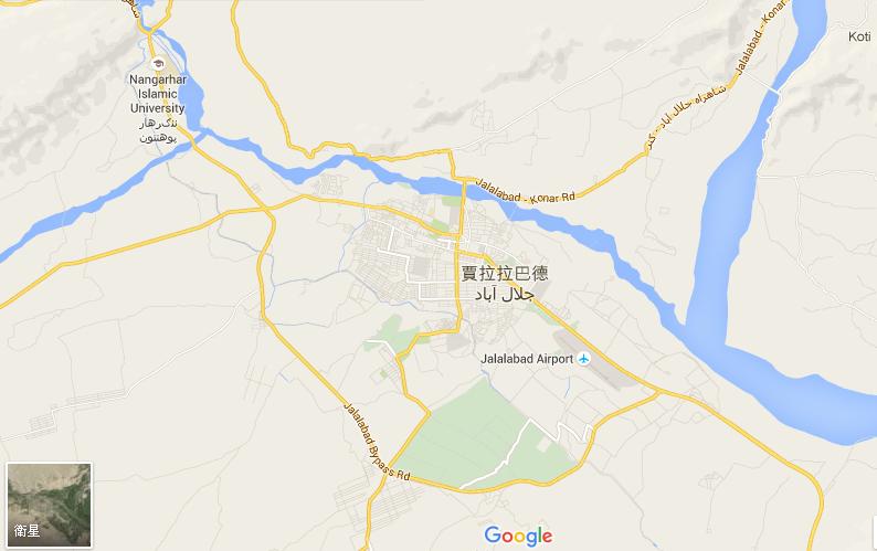 阿富汗東部賈拉拉巴德市這個月來，已經遭到2炸彈攻擊。   圖：翻攝GoogleMap