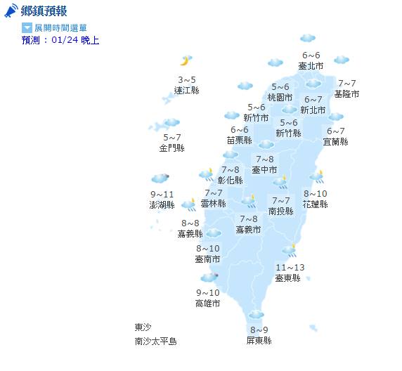 中央氣象局21日發布低溫特報，從23日起連4天，全台灣溫度都將降至10度以下。   圖：翻攝自中央氣象局預報中心主任鄭明典臉書。