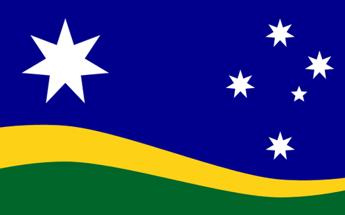 澳洲學者26日公布最新調查結果，有高達64%民眾願意換新國旗，並以南方曙光旗奪冠。圖為南方曙光旗。   圖：翻攝自西雪梨大學網站