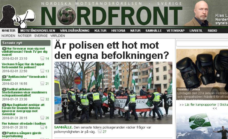 瑞典警方管制站前廣場，以防事件擴大。   圖：翻攝Nordfront網頁