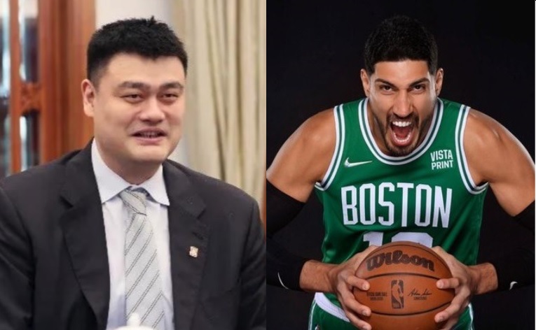 中國籃球協會主席姚明（左）、美國NBA波士頓塞爾提克隊Enes Kanter Freedom。   圖 : 翻攝自中國籃球協會、Enes Kanter Freedom推特