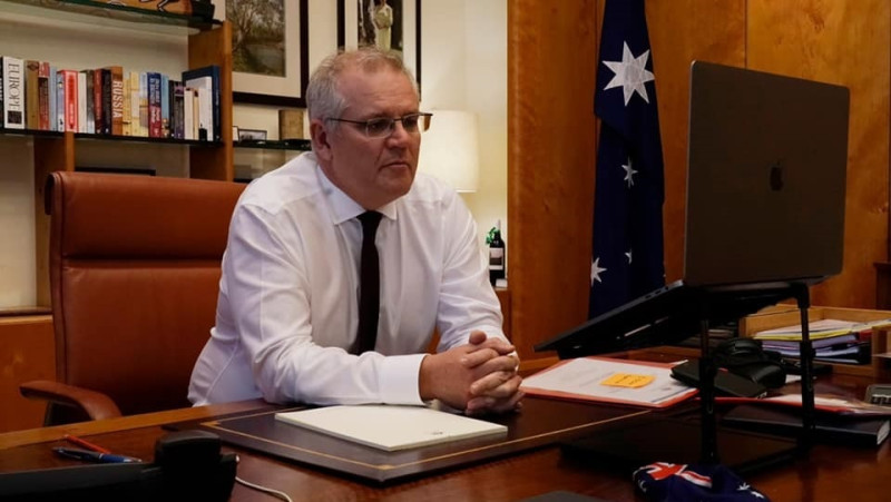 澳洲總理莫里森今（1）天晚間表示自己確診武漢肺炎。   圖：翻攝自莫里森臉書