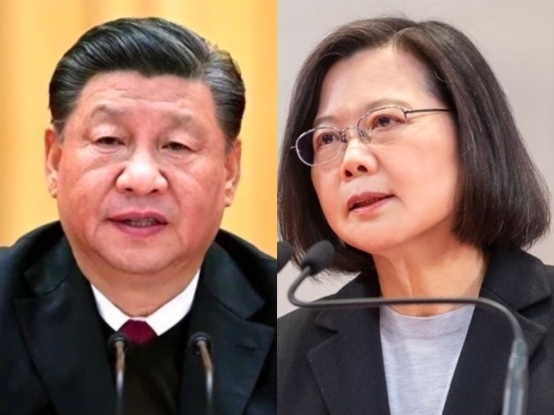 中國國家主席習近平（左）及總統蔡英文（右）。   圖：翻攝自華新社/總統府提供（新頭殼合成）