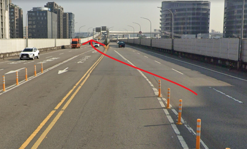 女駕駛「鬼切」環東大道逆向路線示意圖。   圖:翻攝自GoogleMap