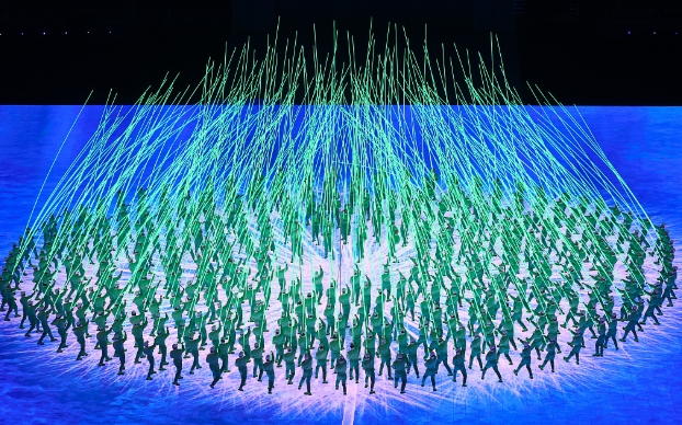 北京冬奧開幕式表演，強調環保。   圖 : 翻攝自環球網