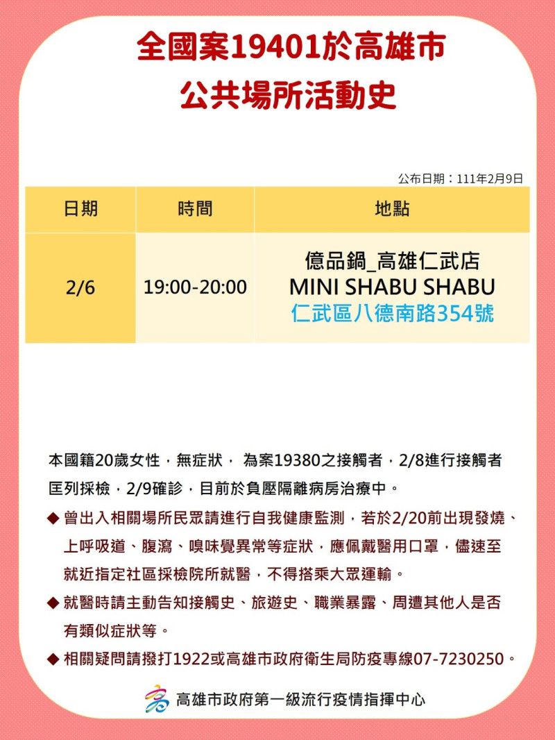 案19401高雄市公共場所活動史。 圖：高雄市政府衛生局網站