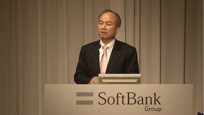 日本電信巨擘軟體銀行（Softbank）15日宣布，將耗資近5000億日圓（44億美元，1475億元台幣）回購約14％股票。 圖為軟銀社長孫正義。   圖：翻攝Softbank網站