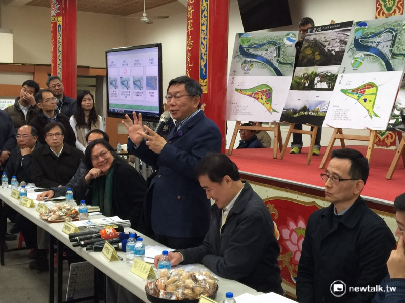 社子島開發案i-Voting下週登場，台北市長柯文哲21日下午前往社子島進行宣傳。   圖：劉奕霆/攝