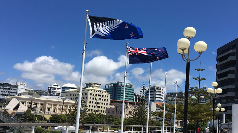 為了加強宣傳，紐國還在南北島超過350個地區同時懸掛2款國旗，左為新款國旗。   圖：翻攝紐西蘭政府官網