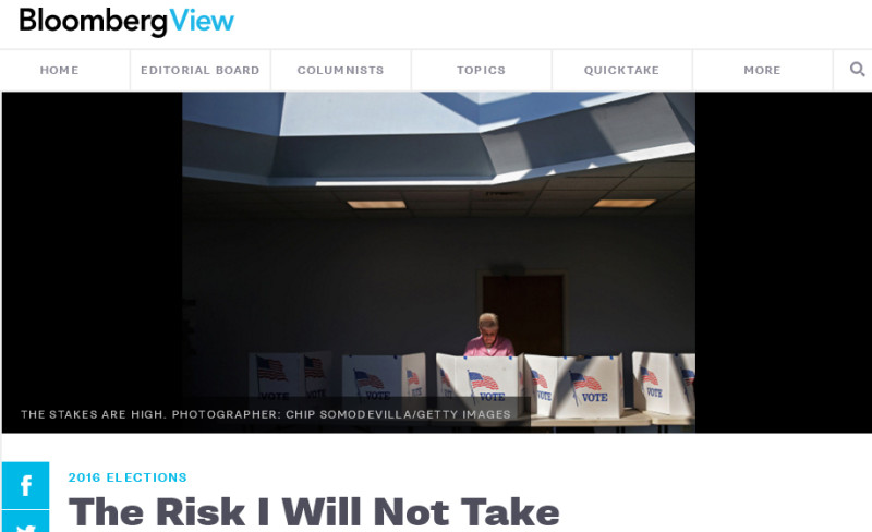 彭博在自己官網上發表文章，表明不會冒險投入美國總統大選。   圖：翻攝彭博官網