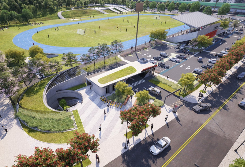錦和運動公園停車場完工模擬圖。   圖：新北市交通局提供