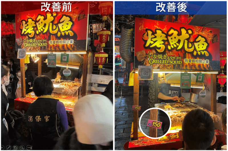 消保官勸導攤商改善標價情形。 圖：翻攝自台北市政府法務局官網。