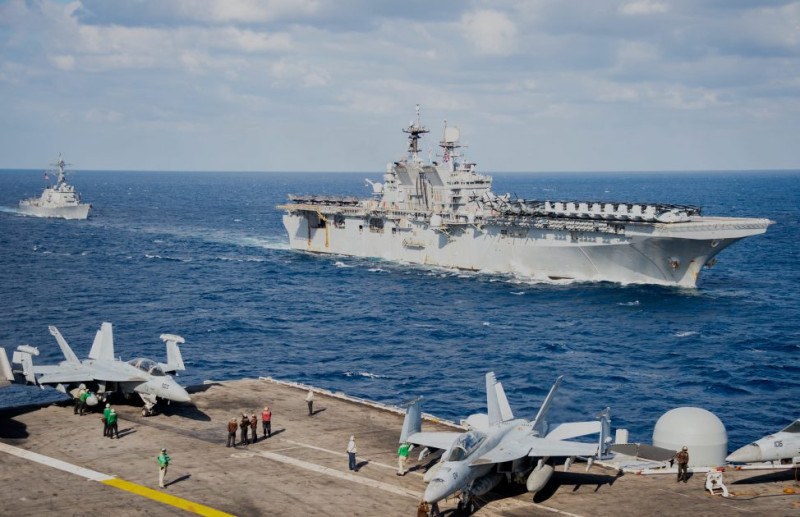 菲律賓與美國於 3 月 28 日至 4 月  8 日期間進行聯合軍演，美國航母近期在南海活動頻繁。(示意圖)   圖：翻攝US Navy